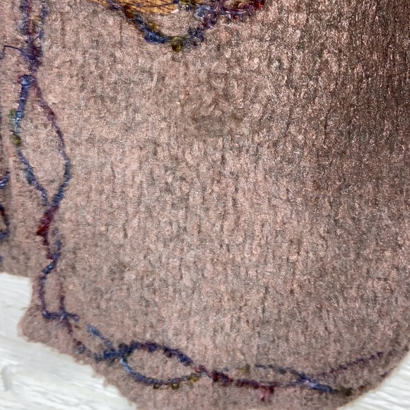 Cottage-Core Patchwork Handcrafted Embroidered Fuzzy Cozy Button Up Jacket - Picture 5 of 7